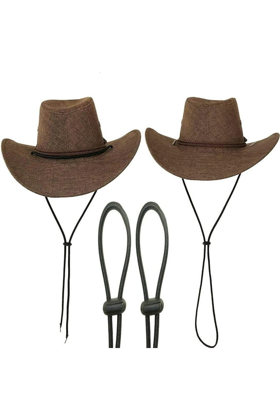 Pack of 2 Adjustable Elastic Hats Removable Chin Cord, Flexible Removable Chin Strap & Spring Loaded Stop Cord Lock for Swim Goggles Fishing, Hiking, Camping, Travel,Boating, Sailing Black