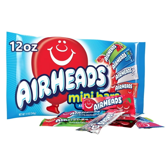 Pack of 2 - Airheads Candy Mini Bars, Assorted Flavors Variety Bag, Holiday Christmas Stocking Stuffers For Adults & Kids, Party, Non-Melting, 12 Oz Bag Packaging May Vary