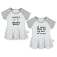 thumbnail image 1 of Pack of 2, Auntie's Drinking Buddy & If Mom Says No My Aunt Will Say Yes Funny Dresses For Baby, Newborn Babies Skirts, Infant Princess Dress, Toddler Frocks (Gray Raglan Dresses, 12-18 Months), 1 of 5