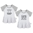 thumbnail image 1 of Pack of 2, Auntie's Drinking Buddy & If Mom Says No My Aunt Will Say Yes Funny Dresses For Baby, Newborn Babies Skirts, Infant Princess Dress, Toddler Frocks (Gray Raglan Dresses, 12-18 Months), 1 of 5
