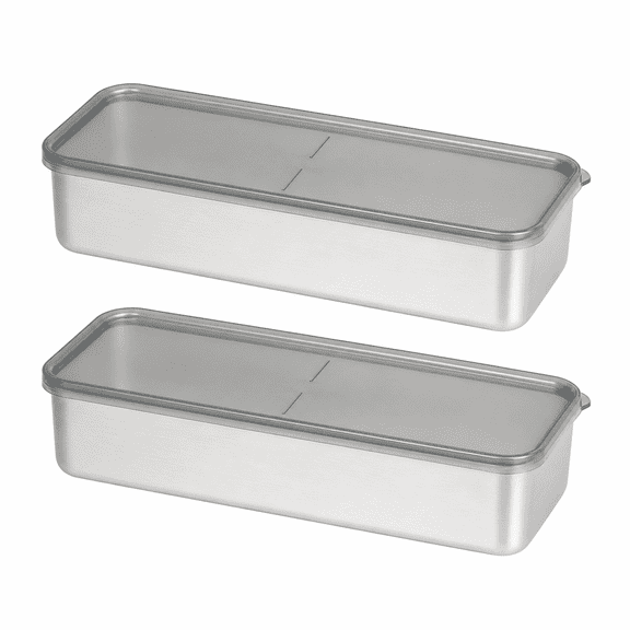 ABCISI Bacon Containers for Refrigerator, 304 Stainless Steel Bacon Keepers with Airtight Lids, 10.5 in Long Food Storage Boxes for Meat, Cheese, Vegetables and Meal Prep, 2 Pack