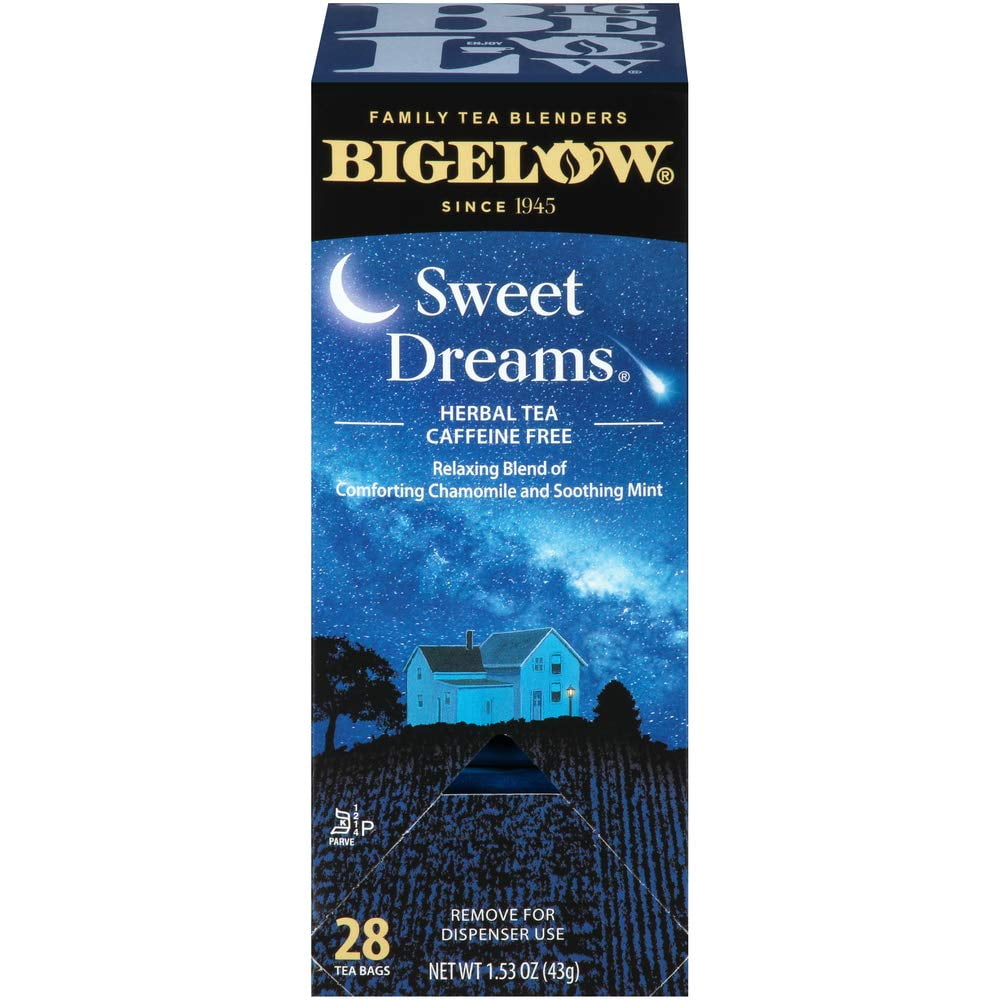 Pack of 2 - Bigelow Sweet Dreams Herbal Tea 28-Count Box (Pack Of 1) Relaxing Blend Of Chamomile & Mint Caffeine-Free Nighttime Herbal Tea In Individual Foil-Wrapped Bags