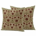 thumbnail image 1 of Pack of 2 Boho Floral Outdoor Pillow Covers Decorative, Waterproof Pillow Protector, Modern Geometric Ethnic Abstract Flowers Red Green Throw Pillowcases Accent Cushion Cases for Patio Couch 26"x26", 1 of 8