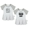 thumbnail image 1 of Pack of 2, Born To Rock Just Like My Daddy & Born To Be A Sailor Just Like My Daddy Funny Dresses, Newborn Baby's Skirts, Infant Princess Dress, Toddler Frocks (Gray Raglan Dresses, 0-6 Months), 1 of 5