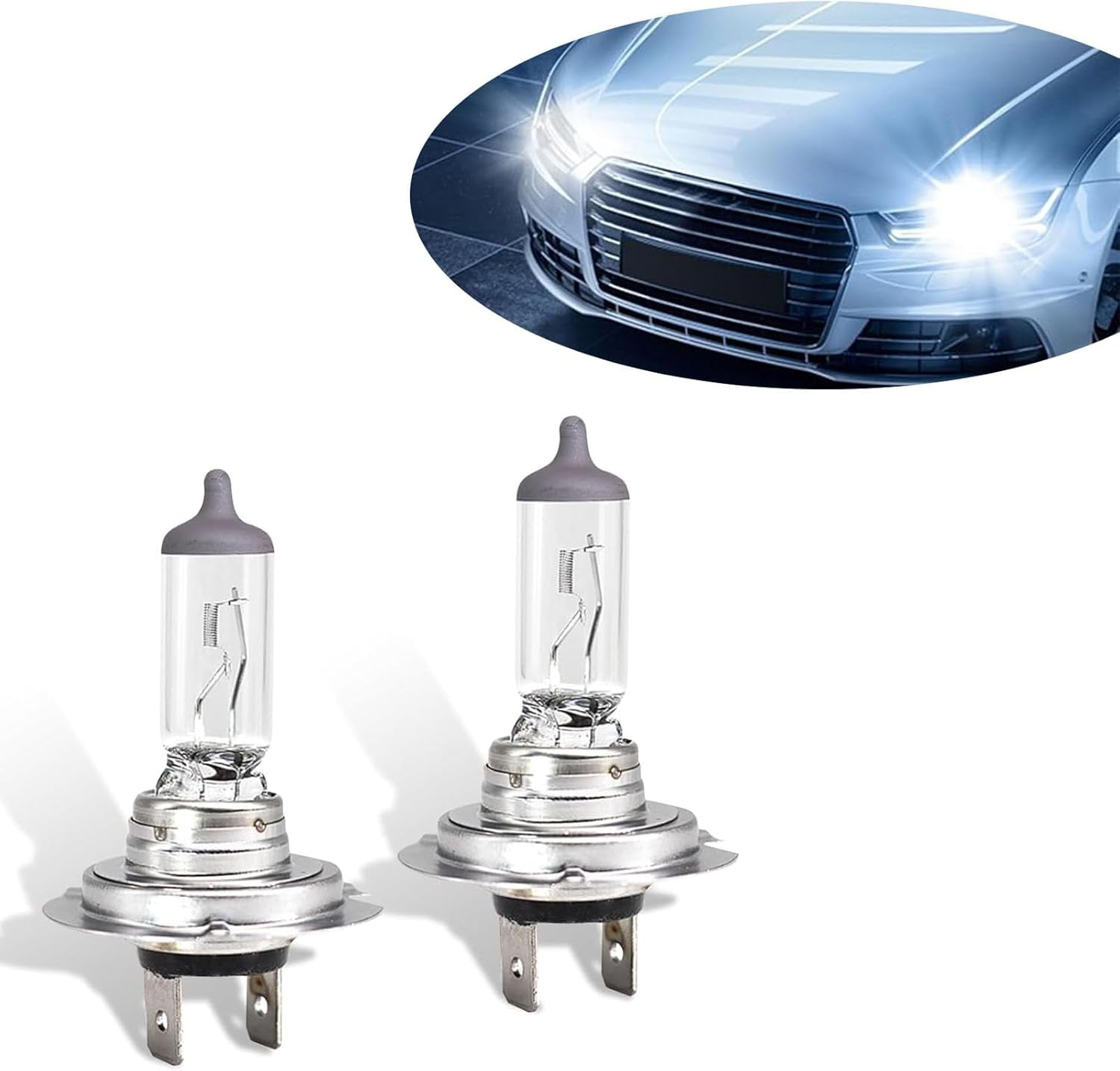 Pack2 Car H7 Halogen Bulb, 12V 55W Quartz Glass Highdefinition Light