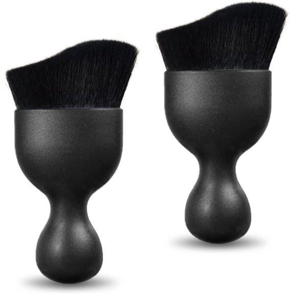 Pack-2 Car Interior Cleaning Soft Brush, Auto Crevice Dust Brush, Car Scratch Free Detailing Brush, Universal for Auto Dashboard, Air Conditioner Vents, Computer (Black)