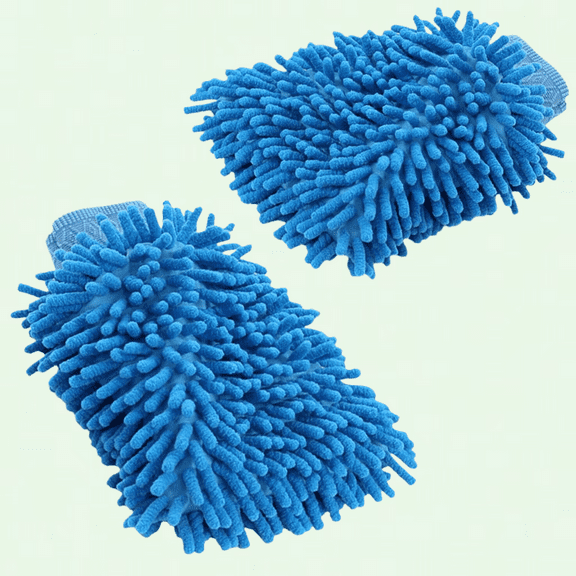 Pack-2 Car Wash Mitt Microfiber, 5.51In x 9.05In Chenille Microfiber Wash Mitt Scratch-Free