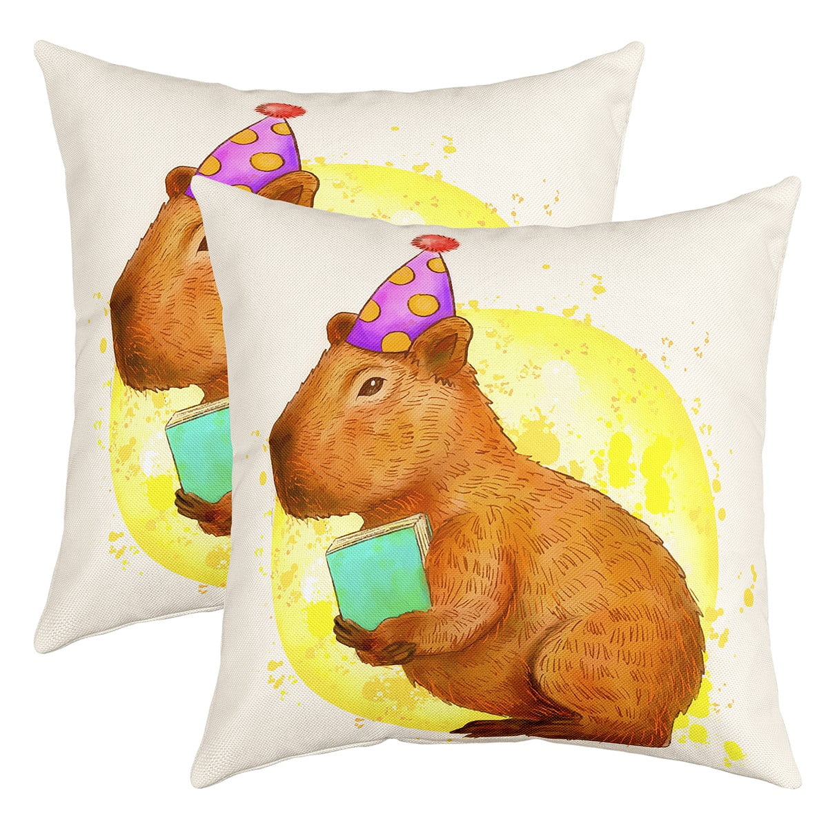 Pack of 2 Cartoon Capybara Pillow Covers 22x22 Inch,Kawaii Decor Funny