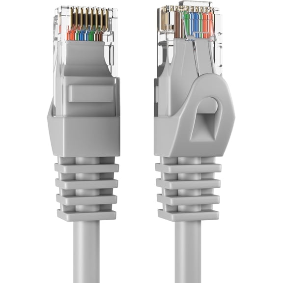 Cat6 2-Pack of 7FT Network Ethernet Patch Cable, 550Mhz Internet Wire, For Router, Modem, PC, Laptop, TVs, Printer Cord, Consoles, Copper-Clad Aluminum, Gray, Cables Direct Online
