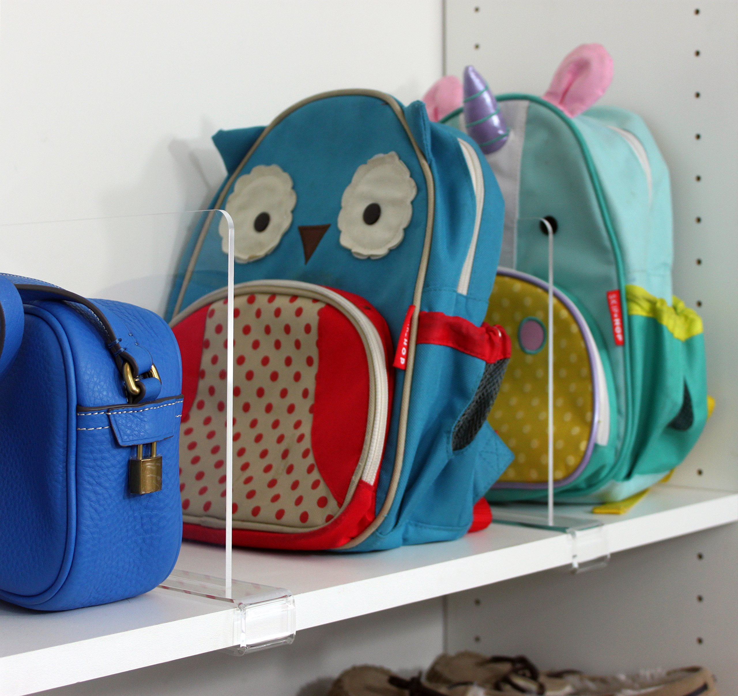 Pack of 2 Clear Acrylic Shelf Dividers for Closets. Closet Shelf