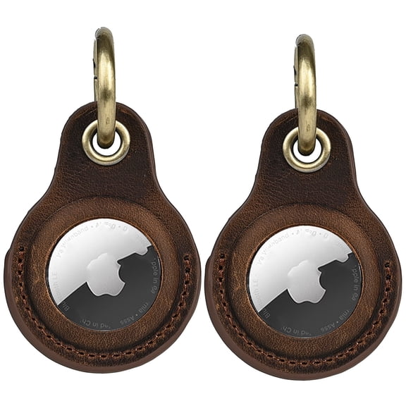 Pack of 2 Compatible AirTag keychain leather case for Apple AirTag. Anti-lost secure keychain, for pet collars, luggage, and travel. Scratch-resistant protective weather tag keychain.