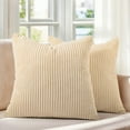 thumbnail image 1 of Pack of 2 Corduroy Decorative Throw Pillow Covers 18x18 Inch Striped Spring Cushion Covers Cozy Boho Pillowcase Farmhouse Home Decor Soft Accent Cushion Case for Couch Sofa Bed, 1 of 7