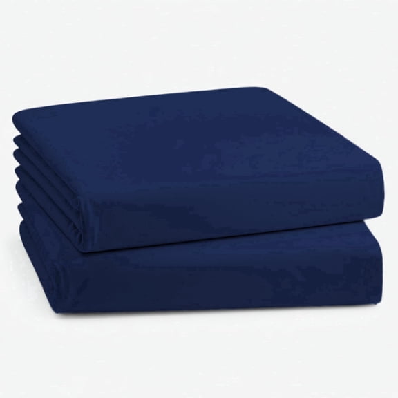Microfiber Narrow Twin 2-Pack Fitted Sheet, 4 to 6 inch Deep Pocket Breathable Bottom Bedding for RV Bunk Camper Cot Mattress, Navy Blue