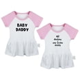 thumbnail image 1 of Pack of 2, Daddy Baby Announcement & Me + Mommy = One Broke Daddy Funny Dresses For Baby, Newborn Babies Skirts, Infant Princess Dress, Toddler Frocks (Pink Raglan Dresses, 12-18 Months), 1 of 5