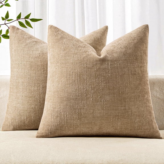Pack of 2 Decorative Throw Pillow Covers Soft Chenille Throw Pillows Solid Textured Cushion Covers for Couch Sofa Bedroom Living Room 22x22 Inch,Starfish