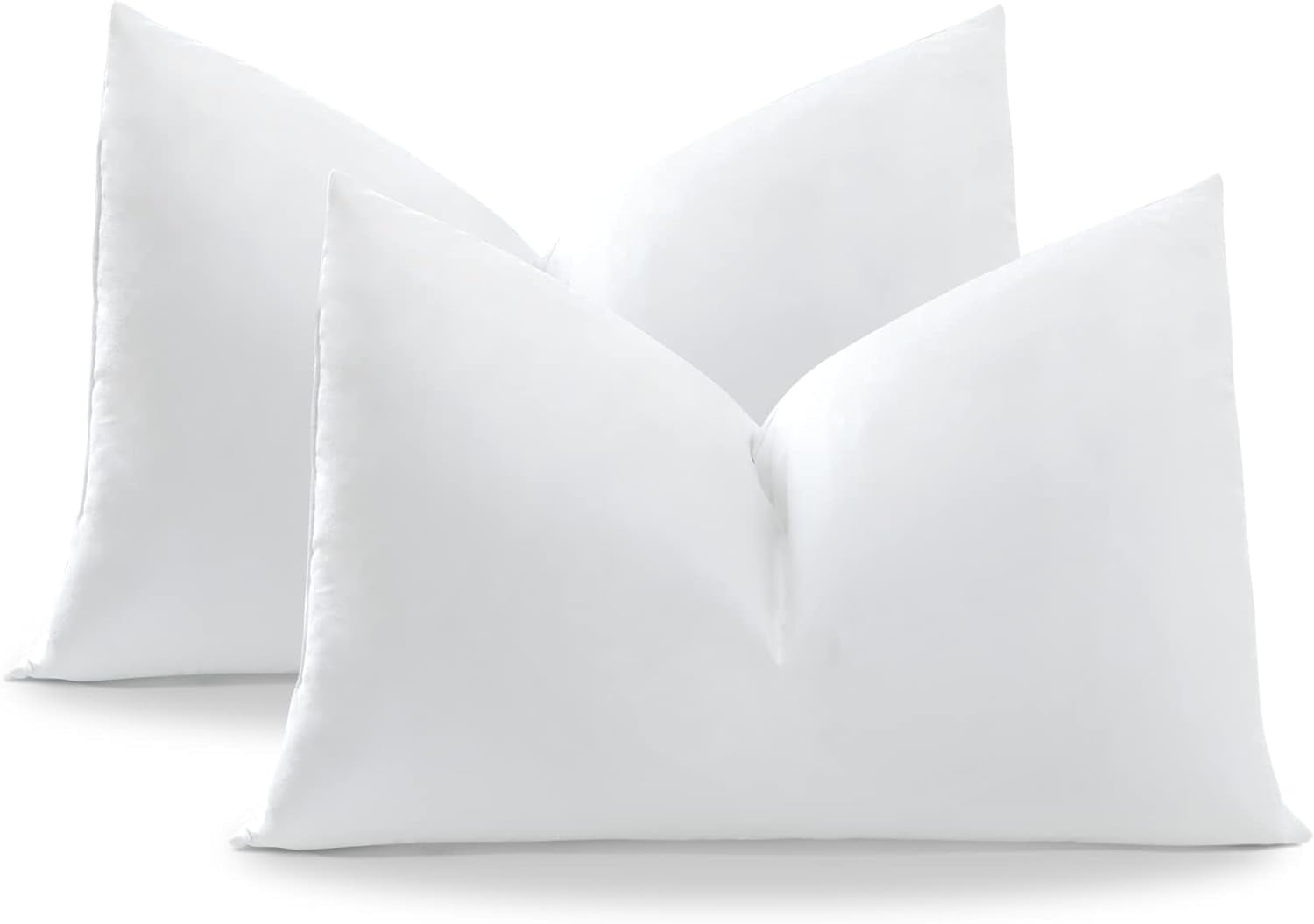 Pack of 2 Down and Feather Throw Pillow Inserts, 12 x 20 Soft Fluffy