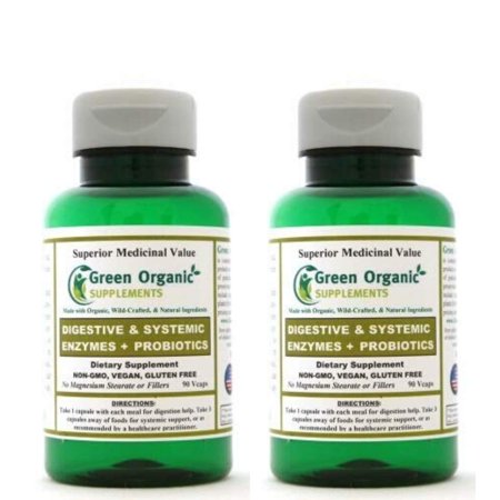 (Pack-2) Enzymes + Pre and Pro-Biotic - Hand Made, Non-GMO Enzymes, Contains Alfalfa Barley Grass, Gluten-Free, Organic Protection Against Antibiotic Side Effects and Body Deficiency (Pack of 2)