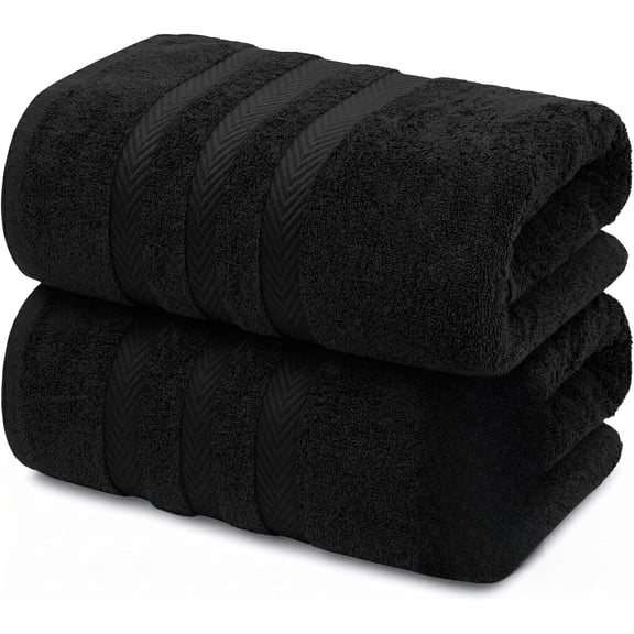Pack of 2 Extra Large Bath Sheets 35 x 70 Inches, 100% Ring Spun Cotton, Hotel Quality, Oversized Bath Towels, Super Soft, Highly Absorbent & Quicker to Dry, Black