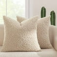 thumbnail image 1 of Pack of 2 Faux Fur Throw Pillow Covers 20x20 Inch Neutral Oatmeal Boucle Decorative Sherpa Pillow Covers Fuzzy Accent Soft Sheepskin Fleece for Boho Home Decor Sofa Living Room Couch Bed, 1 of 6
