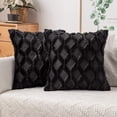 thumbnail image 1 of Pack of 2 Faux Wool Throw Pillow Covers 18x18 Inches Soft Couch Cushion Cover with Velvet Decorative Cushion Cover for Living Room, Bedroom,Car,Office (Black), 1 of 15