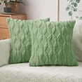 thumbnail image 1 of Pack of 2 Faux Wool Throw Pillow Covers 18x18 Inches Soft Couch Cushion Cover with Velvet Decorative Cushion Cover for Living Room, Bedroom,Car,Office (Green), 1 of 15