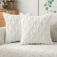 thumbnail image 1 of Pack of 2 Faux Wool Throw Pillow Covers 18x18 Inches Soft Couch Cushion Cover with Velvet Decorative Cushion Cover for Living Room, Bedroom,Car,Office (White), 1 of 14