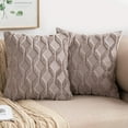 thumbnail image 1 of Pack of 2 Faux Wool Throw Pillow Covers 20x20 Inches Soft Couch Cushion Cover with Velvet Decorative Cushion Cover for Living Room, Bedroom,Car,Office (Sand), 1 of 15