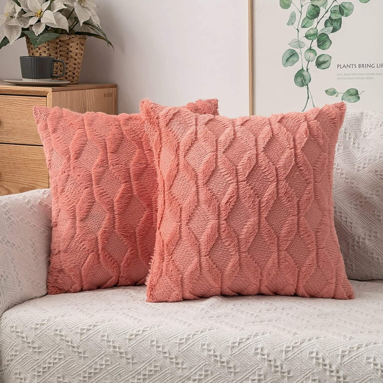 Pack of Faux Wool Throw Pillow Covers 24x24 Inches Soft Couch