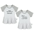 thumbnail image 1 of Pack of 2, You're Going to Be Grandparents & Hello Grandma and Grandpa Pregnancy Announcement Dresses, Newborn Babies Skirts, Infant Princess Dress, Toddler Frocks (Gray Raglan Dresses, 0-6 Months), 1 of 5