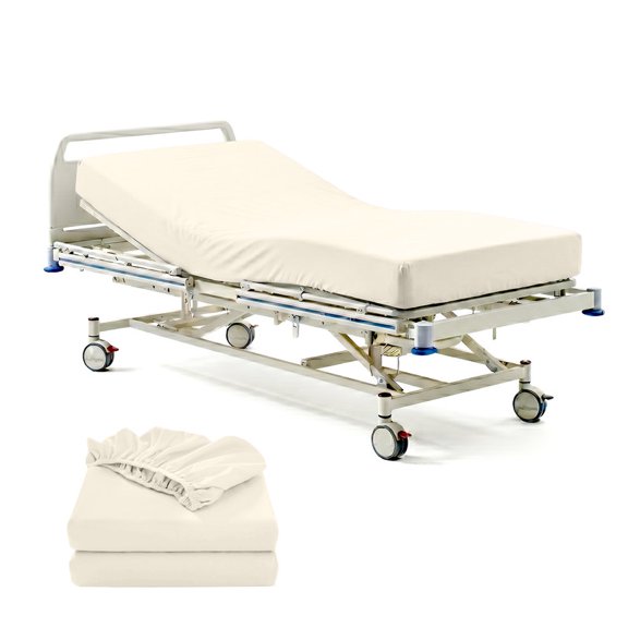 Pack of 2 Hospital Bed Fitted Sheets 36X80 Inch, 400 Thread Count 100% Egyptian Cotton, Ivory Solid with 6 Inch Deep Pocket, Soft Fitted Sheets with Elastic All Around for Home & Hospital Care Beds