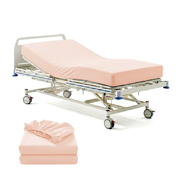 Pack of 2 Hospital Bed Fitted Sheets 36X80 Inch, 400 Thread Count 100% Egyptian Cotton, Peach Solid with 6 Inch Deep Pocket, Soft Fitted Sheets with Elastic All Around for Home & Hospital Care Beds