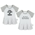 thumbnail image 1 of Pack of 2, I Still Live with My Parents & My Parents Did Not Practice Social Distancing Funny Dresses, Newborn Baby Skirts, Infant Princess Dress, Toddler Frocks (Gray Raglan Dresses, 0-6 Months), 1 of 5