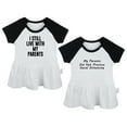 thumbnail image 1 of Pack of 2, I Still Live with My Parents & My Parents Did Not Practice Social Distancing Funny Dresses, Newborn Baby Skirts, Infant Princess Dress, Toddler Frocks (Black Raglan Dresses, 0-6 Months), 1 of 5