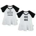 thumbnail image 1 of Pack of 2, Ice Ice & I Am Mexican and This is My Juansie Funny Dresses For Baby, Newborn Babies Skirts, Infant Princess Dress, Toddler Frocks (Black Raglan Dresses, 0-6 Months), 1 of 5