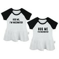 thumbnail image 1 of Pack of 2, Kiss Me I'm Vaccinated & Hug Me I'm Vaccinated Funny Dresses For Baby, Newborn Babies Skirts, Infant Princess Dress, Toddler Frocks (Black Raglan Dresses, 0-6 Months), 1 of 5