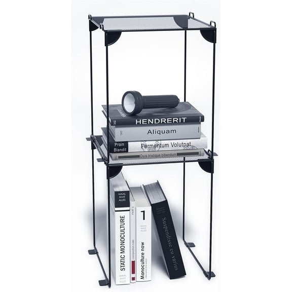 Pack 2 Mesh Locker Shelf, Grey | Stackable, Extra Tall, Collapsible, Metal Build, Fits Standard Size School Locker