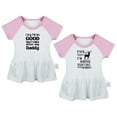 thumbnail image 1 of Pack of 2, Pack My Diapers I'm Going Hunting & I Try to Be Good Take After My Daddy Funny Dresses, Newborn Baby Skirts, Infant Princess Dress, Toddler Frocks (Pink Raglan Dresses, 12-18 Months), 1 of 5