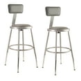 thumbnail image 1 of (Pack 2) NPS 19 -27" Height Adjustable Heavy Duty Vinyl Padded Steel Stool With Backrest, Grey, 1 of 2