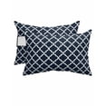 thumbnail image 1 of Pack of 2 Outdoor Lumbar Pillow Covers 11x16 Inch, Navy Blue Morocco Waterproof Throw Pillow Covers Set, Modern Farmhouse Minimalist Plaid Indoor&Outdoor Decorative Cushion Cases for Patio Porch Car, 1 of 7