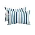 thumbnail image 1 of Pack of 2 Outdoor Lumbar Pillow Covers 11x16 Inch, Teal Blue Stripe Waterproof Throw Pillow Covers Set, Ombre Geometric Aqua Vertical Striped Decorative Cushion Cases for Patio Porch Car, 1 of 7