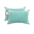 thumbnail image 1 of Pack of 2 Outdoor Lumbar Pillow Covers 11x16 Inch, Turquoise Geometric Waterproof Throw Pillow Covers Set, White Greek Key Design Abstract Modern Art Decorative Cushion Cases for Patio Porch Car, 1 of 7