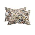 thumbnail image 1 of Pack of 2 Outdoor Lumbar Pillow Covers 12x20 Inch, Paisley Flower Waterproof Throw Pillow Covers Set, Spring Watercolor Vintage Floral Leaf Plant Decorative Cushion Cases for Patio Porch Car, 1 of 7