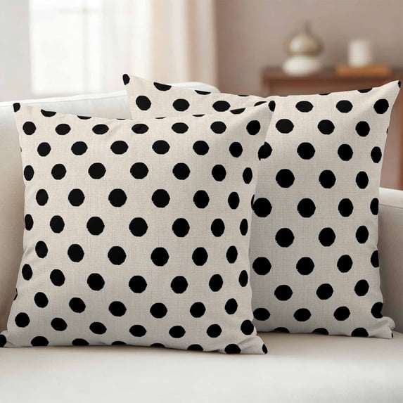 Pack of 2 Outdoor Pillow Covers 16x16 Inch Waterproof Wave Point Black Throw Pillow Covers,Decorative Couch Pillow Shams Protectors Modern Minimalist Geometric on Linen Patio Cushion Pillowcases