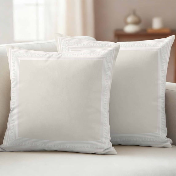 Pack of 2 Outdoor Pillow Covers 18x18 Inch Waterproof Cream Greek Key Throw Pillow Covers,Decorative Couch Pillow Shams Protectors Geometric Greece Ancient Farmhouse Geo Patio Cushion Pillowcases