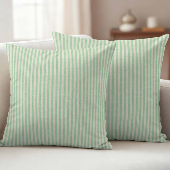 Pack of 2 Outdoor Pillow Covers 18x18 Inch Waterproof Sage Green Striped Throw Pillow Covers,Decorative Couch Pillow Shams Protectors Modern Simple Farmhouse Beige Patio Pillowcases Cushion Covers