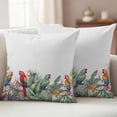 thumbnail image 1 of Pack of 2 Outdoor Pillow Covers 18x18 Inch Waterproof Summer Botanical Throw Pillow Covers,Decorative Couch Pillow Shams Protectors Watercolor Tropical Plants Birds Patio Pillowcases Cushion Covers, 1 of 8