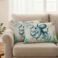 thumbnail image 1 of Pack of 2 Outdoor Pillow Covers 20x12 Inch Waterproof Octopus Coastal Throw Pillow Covers,Decorative Couch Pillow Shams Protectors Vintage Nautical Ocean Starfish Compass Patio Cushion Pillowcases, 1 of 8
