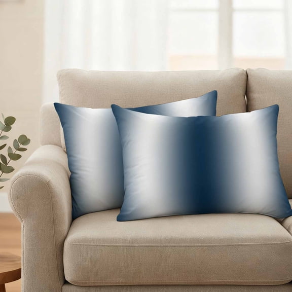 Pack of 2 Outdoor Pillow Covers 20x12 Inch Waterproof Ombre Dark Blue Throw Pillow Covers,Decorative Couch Pillow Case Sham Gradient White Abstract Minimalist Stripe Patio Pillowcases Cushion Cover