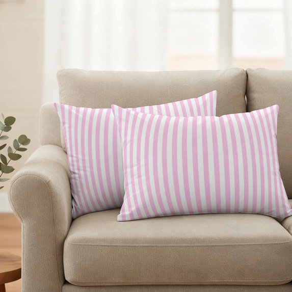Pack of 2 Outdoor Pillow Covers 20x12 Inch Waterproof Pink White Stripe Throw Pillow Covers,Decorative Couch Pillow Shams Protectors Modern Minimalist Geometric Striped Patio Cushion Pillowcases
