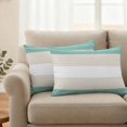 thumbnail image 1 of Pack of 2 Outdoor Pillow Covers 20x12 Inch Waterproof Turquoise Beige Stripe Throw Pillow Covers,Decorative Couch Pillow Case Sham Modern Art Horizontal Striped Patio Garden Pillowcases Cushion Cover, 1 of 8